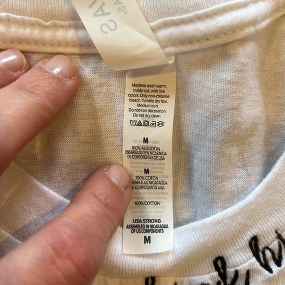 WHITE CLASSIC COTTON TEE - ‘THINK HIPPIE THOUGHTS’ EMBROIDERED- SIZE M - Picture 6 of 7